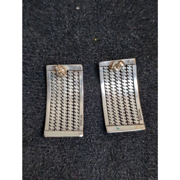 Vintage Sterling Silver Woven Curved 1.3" Pierced Post Earrings 9.12g - Picture 4 of 5